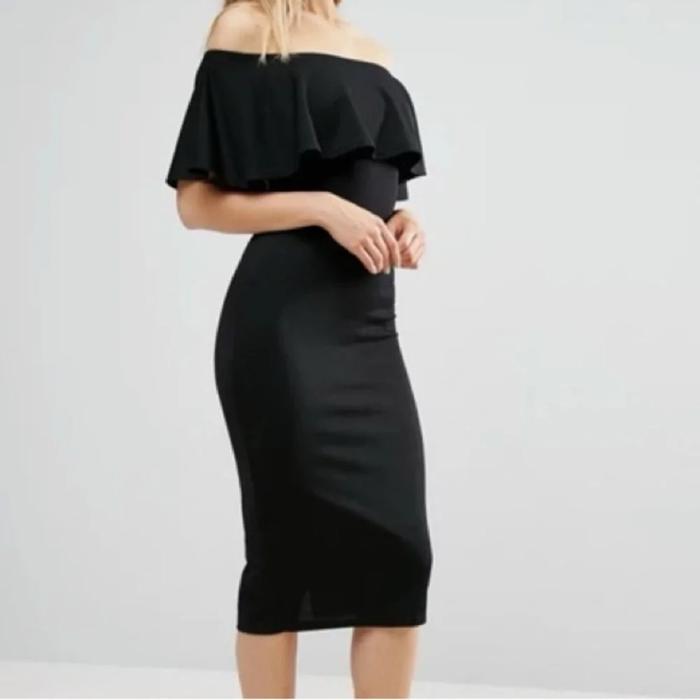 ASOS Ruffle Off Shoulder Midi Dress - Picture 6 of 7